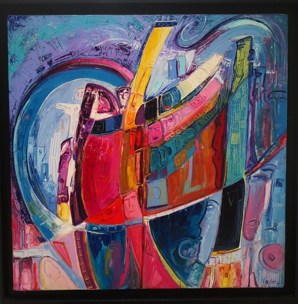 N°128 - Huile sur Toile d'Aléos - Dimensions 100x100 cm - Références 100D100A540